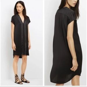 VINCE Satin Embroidered Popover dress